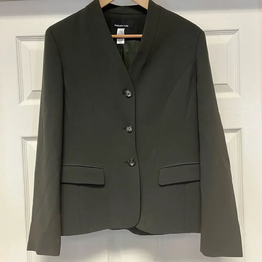 Jones New York Forest Green Longer Length Suit Jacket sz 6